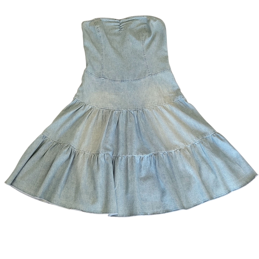Fire Los Angeles Women's Denim-Look Light Blue Strapless Dress NWT Size 5
